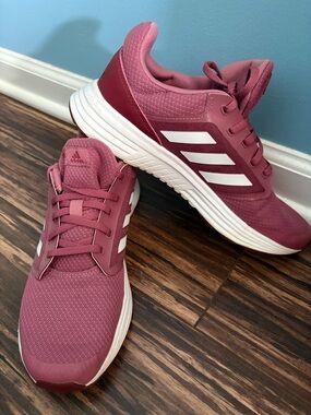 adidas Women's Rose Pink Athletic Sneakers with White Stripes